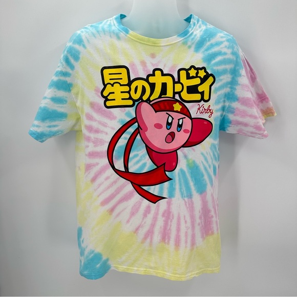 KIRBY Tshirt Adult M Short Sleeve Samurai Ninja Graphic Kanji Attack Tie Dye Tee - Picture 1 of 8